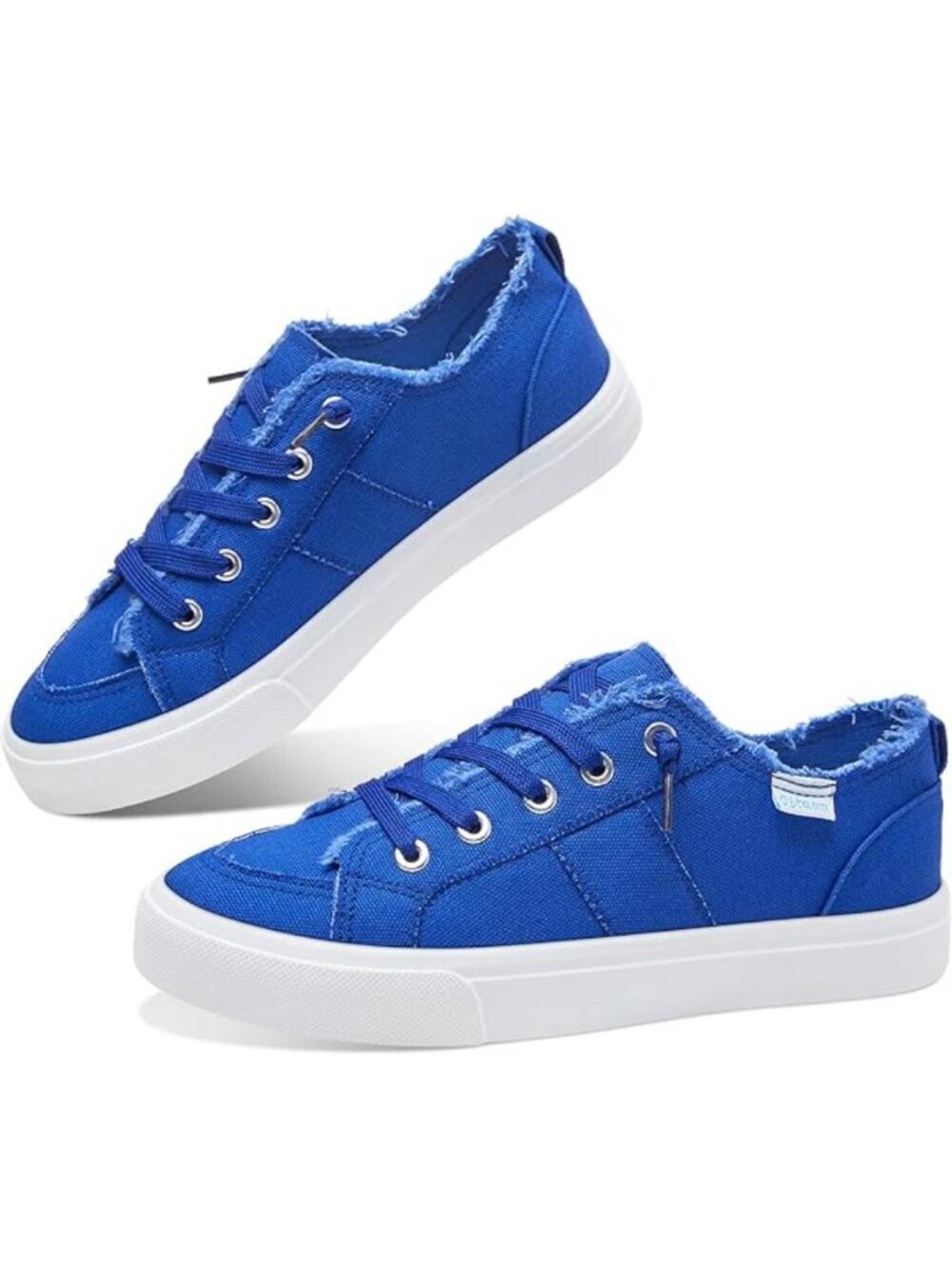 Women's Royal Blue Sneaker Washed and Leopard Canvas Slip on Shoes Fashion